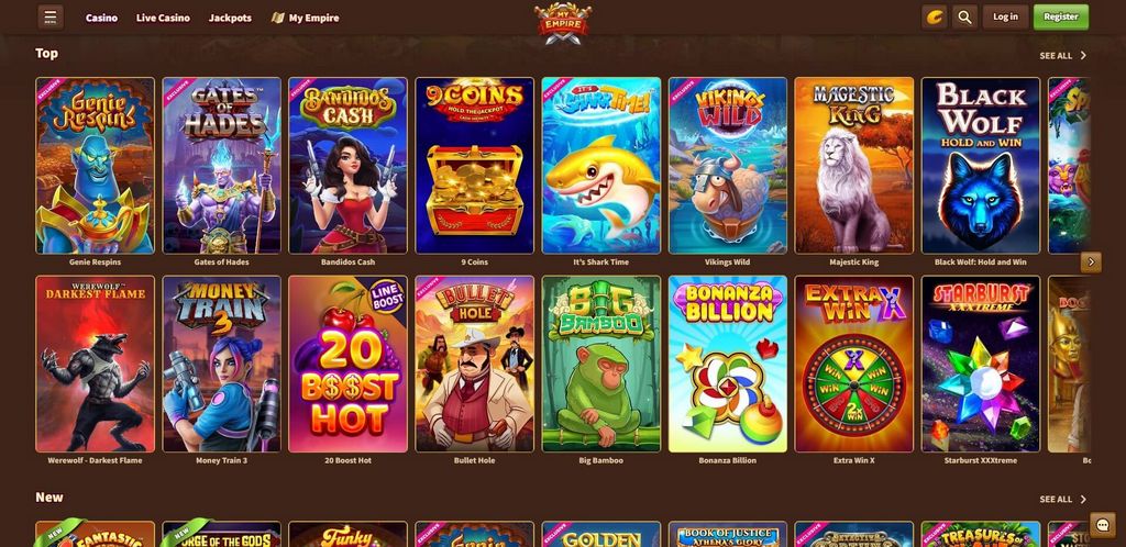 Premi Casinò MyEmpire - 100% fino a 800 euro + 300 Giri Gratis